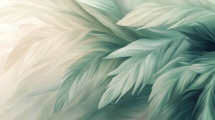 Poster - Green leafy plant with a white background. The leaves are very thin and delicate. The image has a calming and peaceful mood