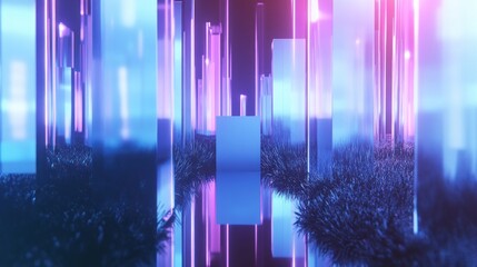 Wall Mural - neon city reflection