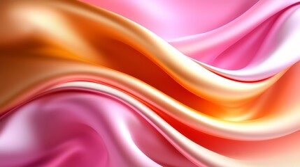 Poster - Pink and orange fabric with a wave pattern. The colors are bright and the wave pattern is flowing