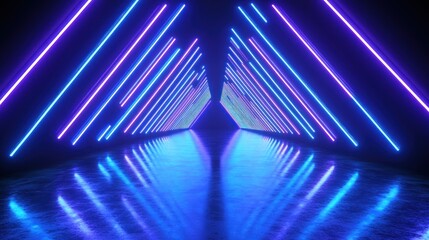 Wall Mural - neon light tunnel pathway