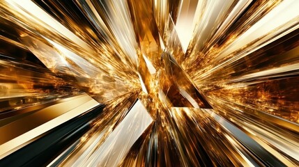 Wall Mural - golden geometric abstract burst