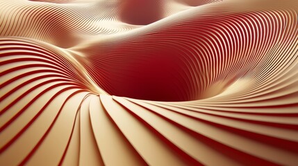 Fototapete - Red and yellow wave with a hole in the middle. The wave is very long and has a lot of detail