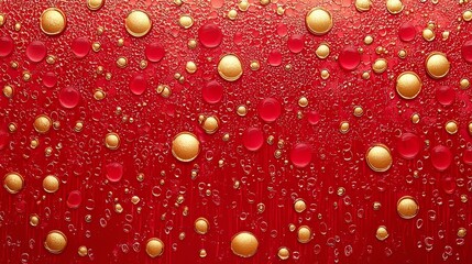 Poster - Red background with gold dots on it. The gold dots are scattered all over the background