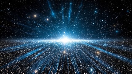 Poster - Starry sky with a bright blue background. The stars are scattered throughout the sky, creating a sense of depth and vastness. The blue background gives the impression of a deep, endless space