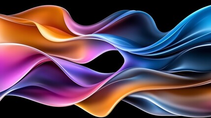 Poster - The image is a colorful, abstract painting of a wave with a purple and orange line. The colors are vibrant and the wave appears to be flowing in a dynamic and energetic way