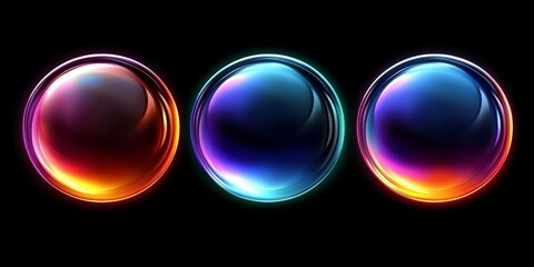 Leinwandbilder - Three colorful spheres with a black background. The spheres are of different colors and sizes. Concept of vibrancy and energy