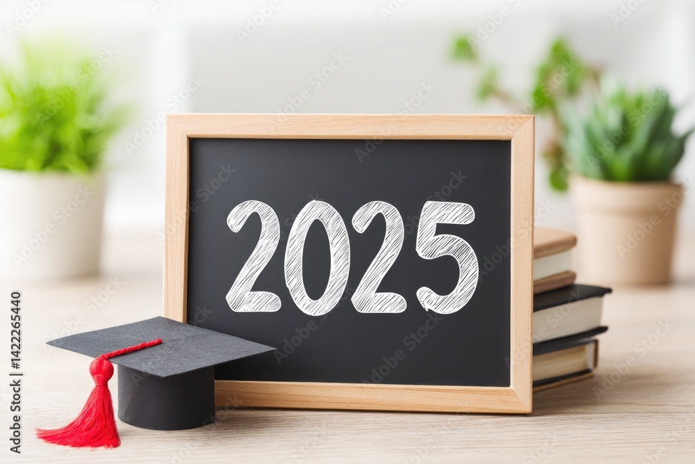 Graduation Milestones Marked on a Tiny Blackboard for the Year 2025 ...