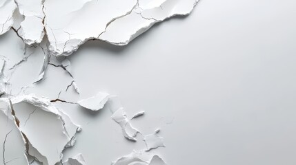 Aufkleber - White wall with cracks and holes in it. The wall is broken and has a sense of decay