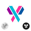© kilroy79 - Cornered butterfly tech colorful logo in minimalistic industrial style, made of bright color wide stripes. Letter X symbol.
