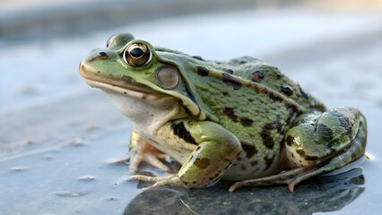 a blue frog on the ground