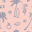 © chekiwart - Seamless pattern with elements in Hawaiian style