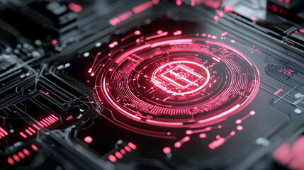 A detailed image showcasing a glowing circuit board design. Ideal for tech presentations or futuristic visual concepts. Excellent for web design and marketing materials.