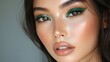 © Daphne - Close-up of young asian female with green eye makeup and glossy lips