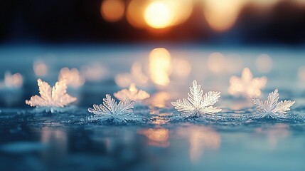 Wall Mural - a cluster of snowflakes atop a snow-covered terrain under the radiant sun
