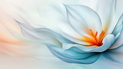 Wall Mural -   A white flower with a blue and yellow center