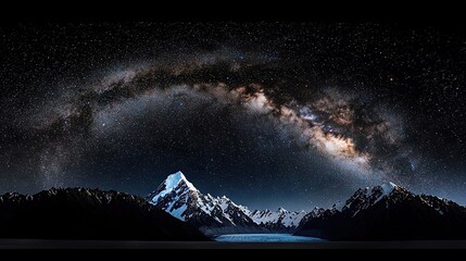 Wall Mural - a stunning image of the mountains at night, featuring a prominent star shining brightly in the sky