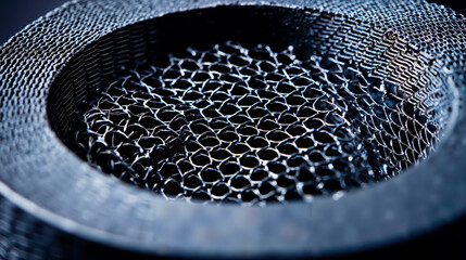 A close up view of a mesh mesh object