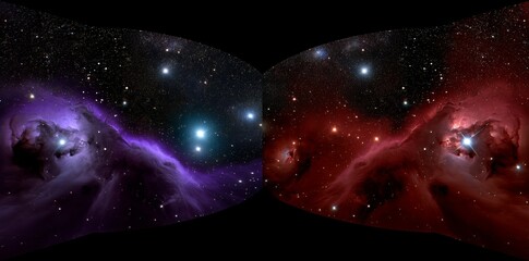 Wall Mural - a 360-degree panoramic view of a nebula in space, presented in equirectangular projection as an envi
