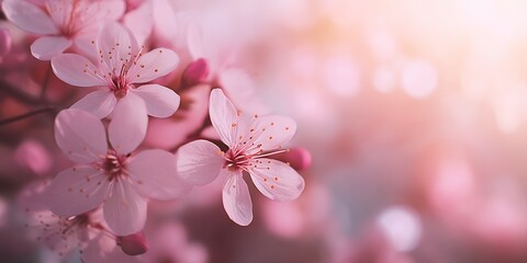Aufkleber - Beautiful cherry blossoms in springtime sunlight creating a serene and fresh floral atmosphere : Generative AI
