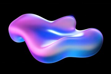 Wall Mural - abstract iridescent fluid shape on black background creating a modern and futuristic visual with smo
