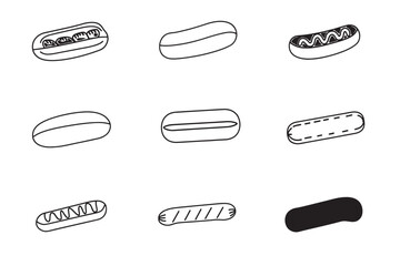 Hot Dog Minimalist Icon 2D Design