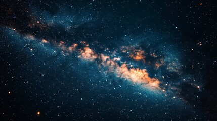 Vast expanse of the milky way galaxy, studded with stars.