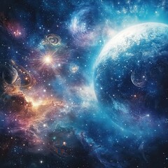 Wall Mural - cosmic expanse showcasing vibrant nebulae and celestial bodies.