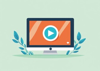 an online video player on a computer screen with a central play button