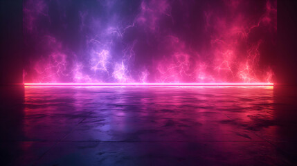 Wall Mural - neon lightning pink & purple sci-fi energy background art.