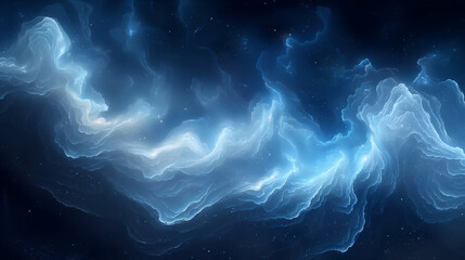 Wall Mural - Blue Nebula Background Glowing Cosmic Galaxy, Celestial Digital Art.