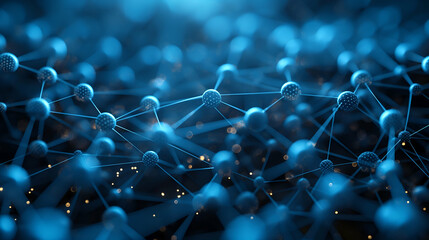 Wall Mural - Digital Nodes Connection Blue Futuristic Background for Data Science Graphics.