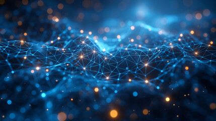 Wall Mural - Blue Digital Wave Background Shiny Tech Particles for Futuristic Data Design.