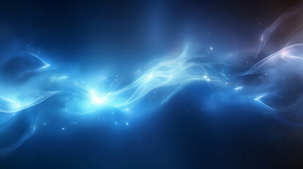 Wall Mural - Blue Cosmic Waves Glowing Nebula Energy for Space Fantasy Backgrounds.
