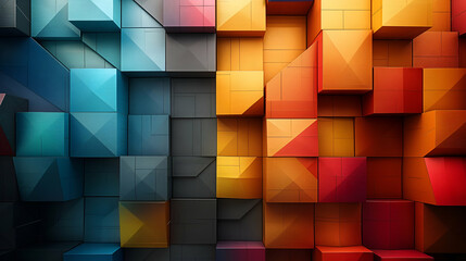 Wall Mural - 3D Geometric Cubes Modern Colorful Pattern, Stylish Wall Design.