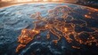 © luck - Spectacular View of Europe at Night from Space Showcasing City Lights