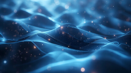 Wall Mural - Blue Wave Background Futuristic Glowing Particles with Smooth Digital Texture.