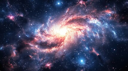 Wall Mural - spiral galaxy swirling with vibrant nebulae in deep space.