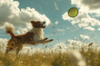 © Sealast - 草原でフリスビーを追いかける犬
