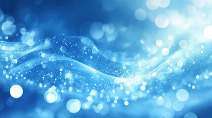 Wall Mural - abstract blue design with shimmering particles and light effects.