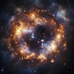 Wall Mural - a swirling nebula, a cosmic firework display in deep space.