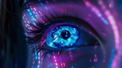 Wall Mural - digital data reflected on female hacker face, network information for cyber security theme. concept 