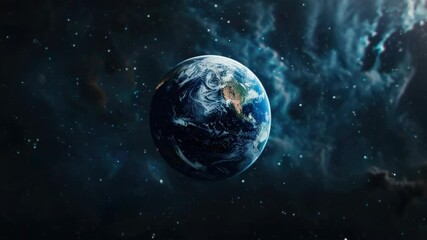 Wall Mural - a blue and white planet in the middle of a dark sky. the planet is surrounded by a lot of stars and 