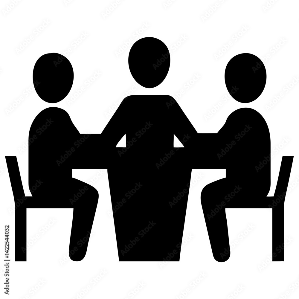 Business Team Meeting Black Vector Icon for Office Collaboration ...