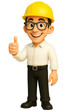 © TarsisVinicius - Construction mascot character wearing yellow safety helmet