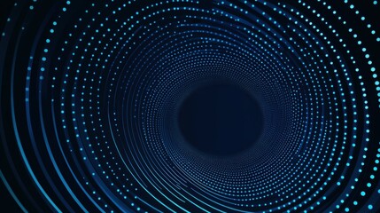 Wall Mural - a vibrant, modern spiral halftone circle offers a playful twist against a dark blue backdrop. perfec