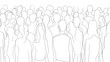 © kkkiim graphic - Continuous one line silhouette of a crowd of people back view. Vector illustration.