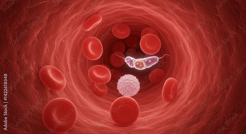 Ilustración de Stock Microscopic Red Blood Cells White Blood Cells and ...