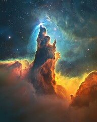 Wall Mural - Cosmic landscape of the pillars of creation nebula.
