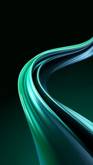 Aufkleber - Abstract green and blue wavy shape on dark background