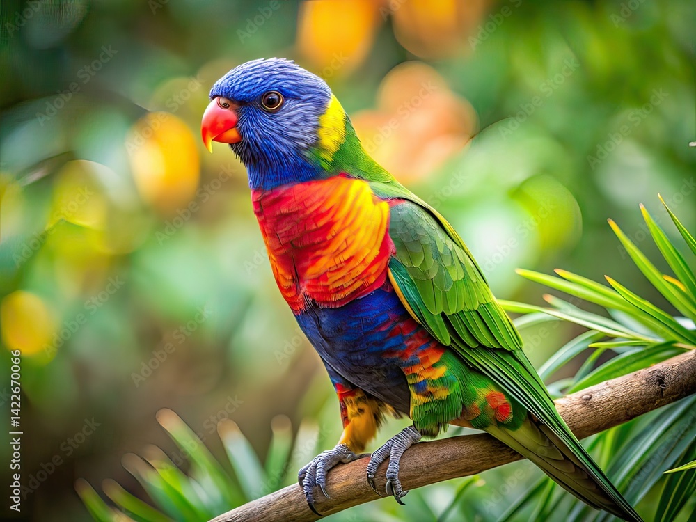 Lorikeet Portrait with Copy Space, Colorful Parrot, Bird Photography, AI Art
